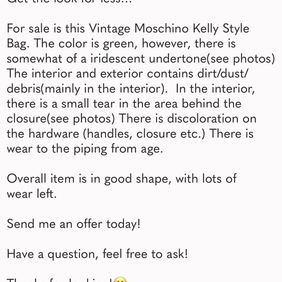 𝅺vintage authentic Moschino gold letter top handle handbag purse satchel couture - Picture 13 of 13